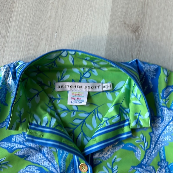 Gretchen Scott 3/4 sleeve Dress Green/Blue Medium - Picture 5 of 6